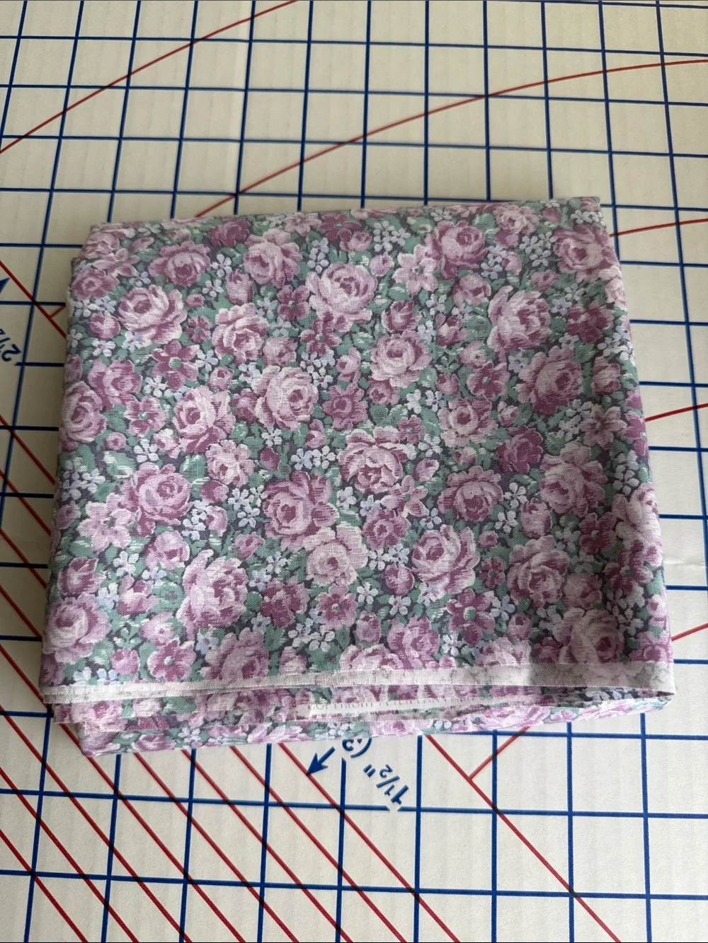 Vintage Peter Pan Fabrics Rose Floral Cotton 1 1/3+ Yds x 42 Mauve Lavender